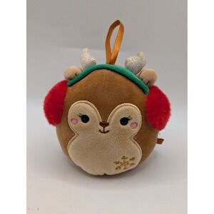 Squishmallows 4 Inch Dawn the Fawn Christmas Ornament Earmuffs Snowflake Plush